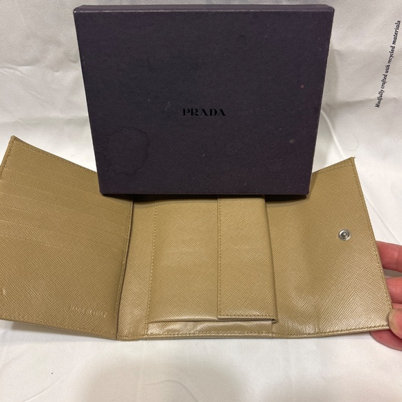 PRADA CAMMELLO NYLON TRIFOLD WALLET with box - Picture 3 of 11
